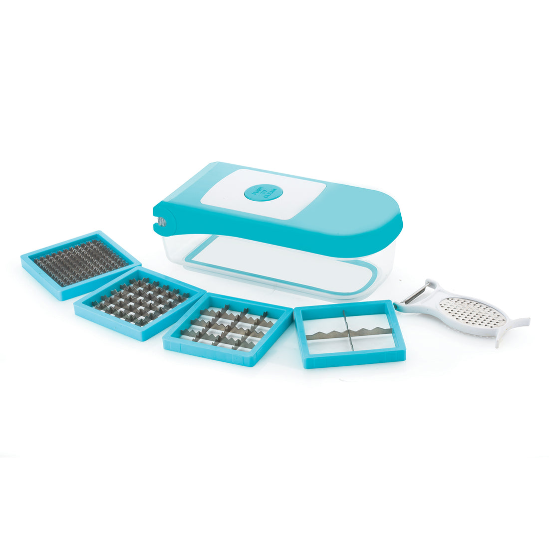 Ganesh 7-in-1 Plastic Vegetable Dicer – Blue Multi-Function Cutter