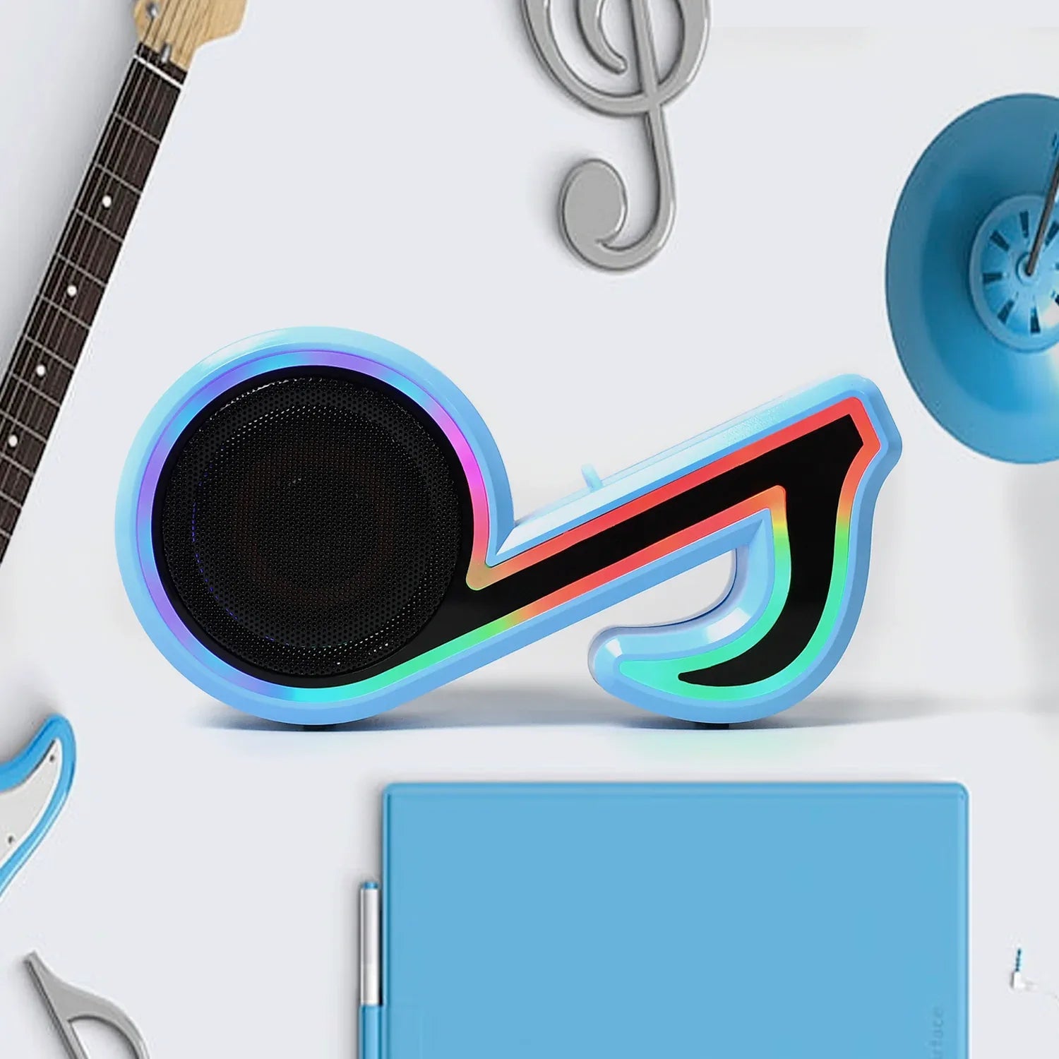 Mini Portable Music Note Speaker with LED Lights – Subwoofer Sound - fiveend.com
