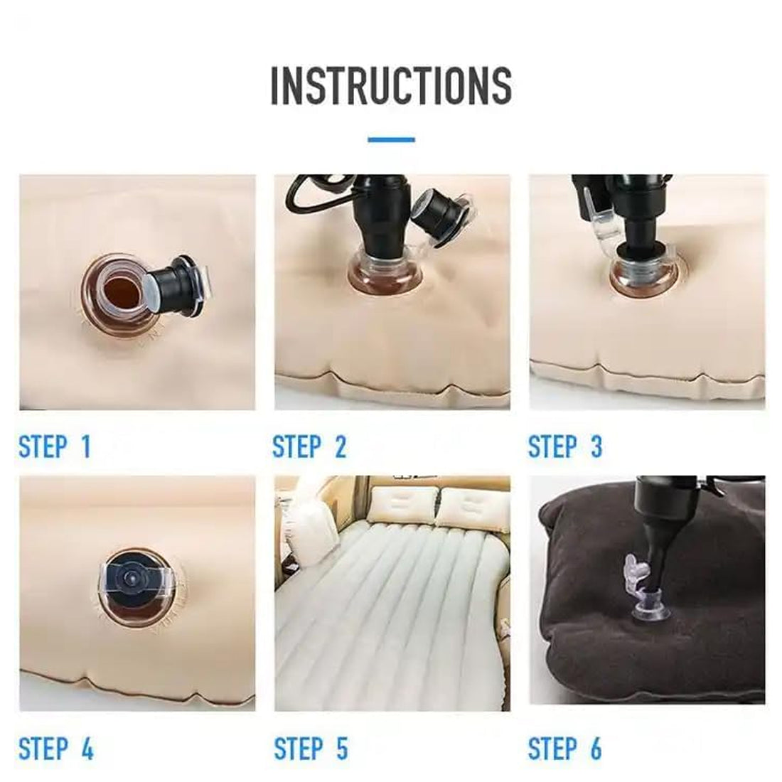 Portable Inflatable Car Backseat Mattress Bed - 1 Piece