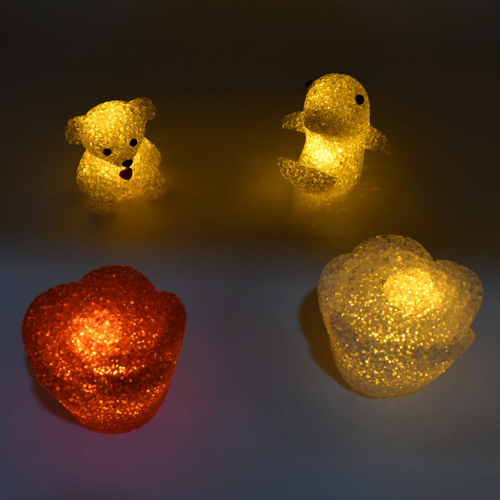 Multi-Shape LED Crystal Night Light Lamps – 6 Pc Set