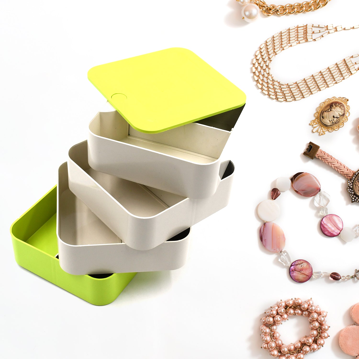 4-Layer Rotating Jewelry Box – Earring & Accessory Organizer