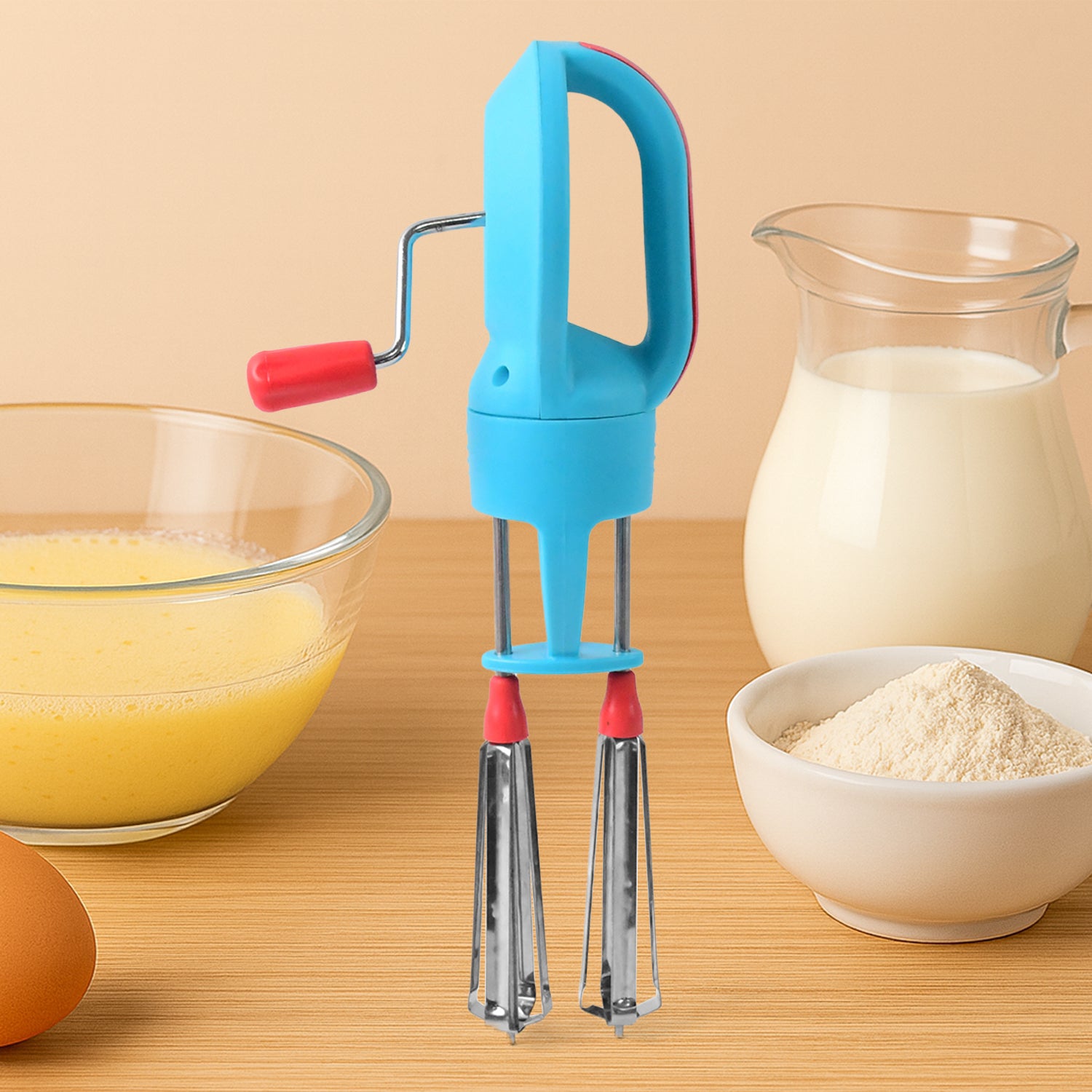 Supermom High-Speed Manual Hand Beater with Dual Stainless Steel Whisks (1 Pc)