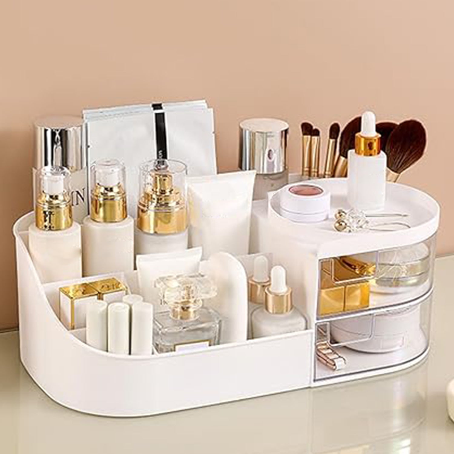Multi-Functional Plastic Vanity Storage Box – Organizer for Makeup