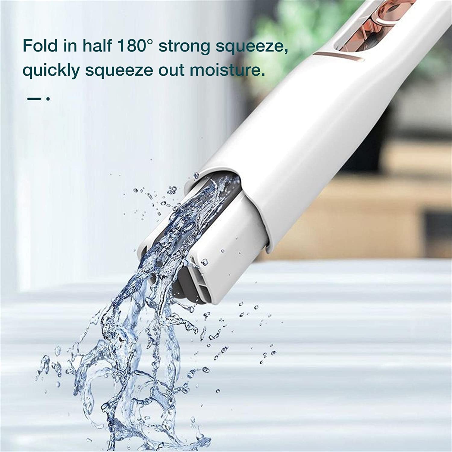 Portable Self-Squeeze Short Mop with Cotton Head – Hand-Free & Absorbent
