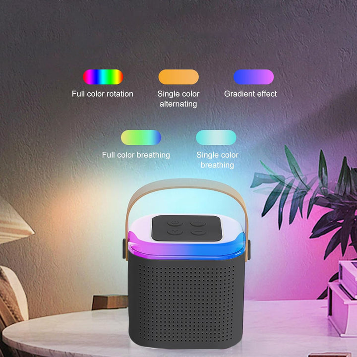 Wireless Karaoke Speaker Mic Set with RGB Lights and Card Support