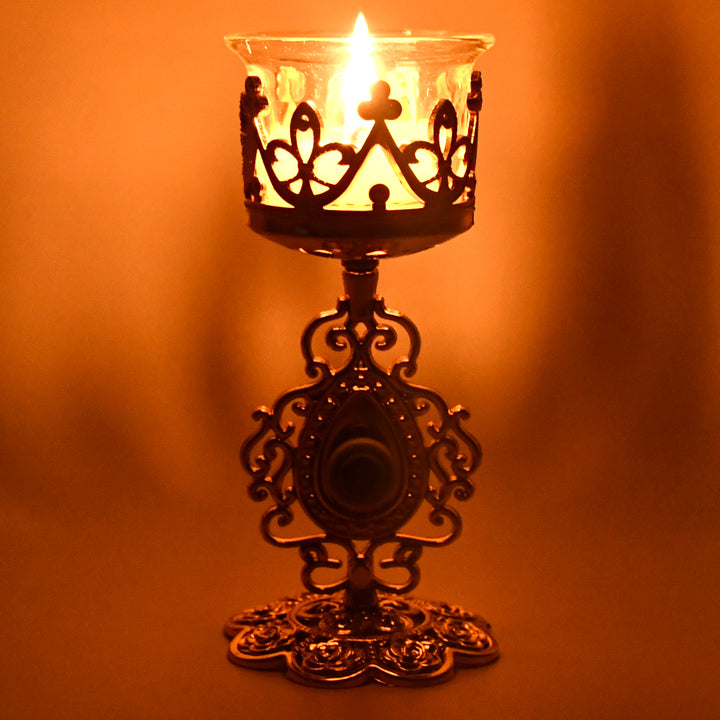 Flower Diwali Candle Holder with Plastic Stand – Decorative (1 Set)