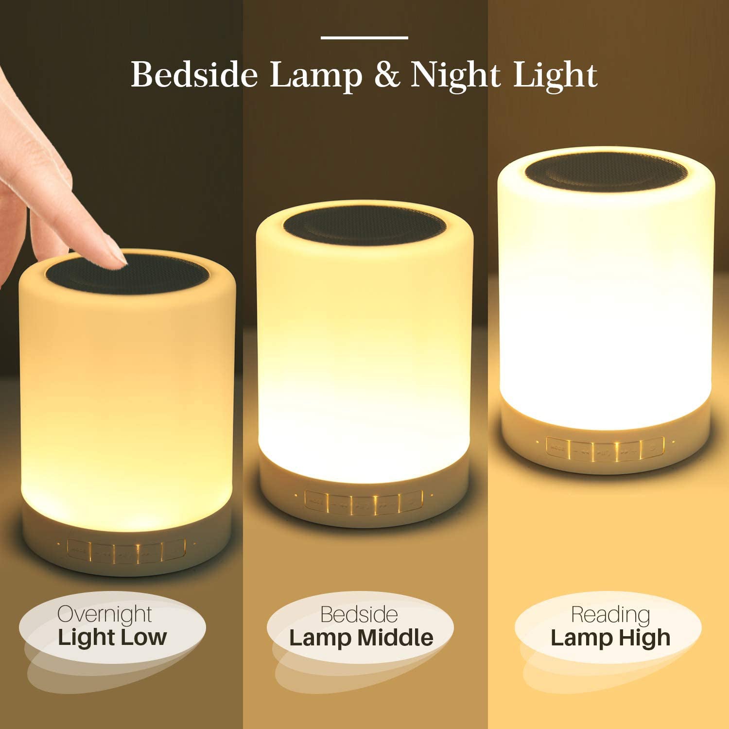 Wireless LED Night Light Touch Lamp with Built-in Speaker