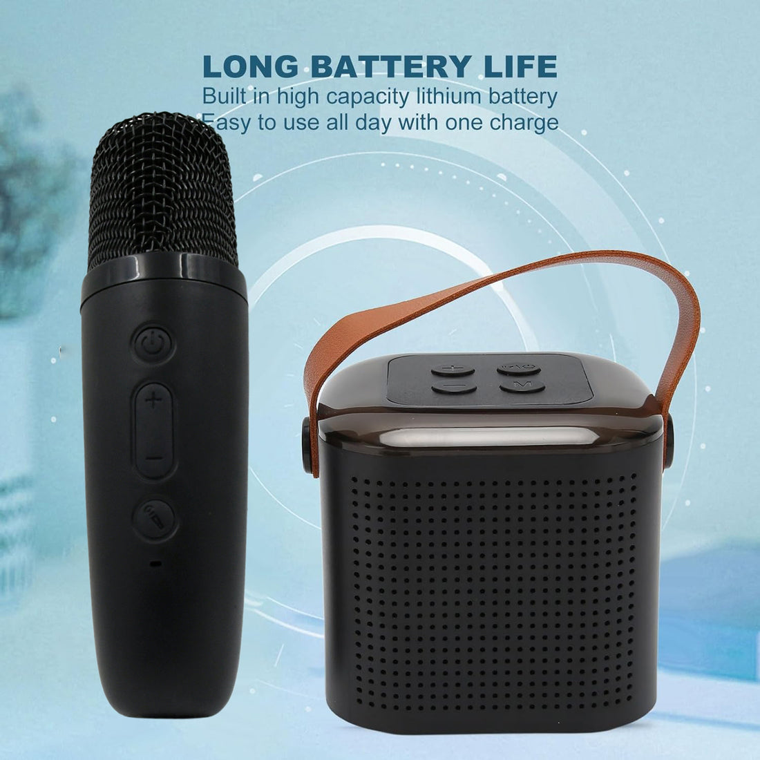 Wireless Karaoke Speaker Mic Set with RGB Lights and Card Support