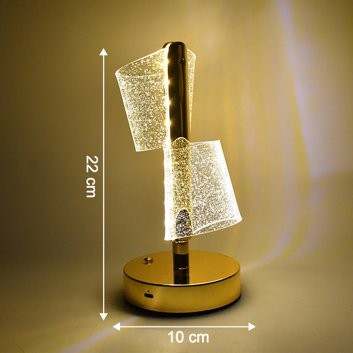 Modern Luxury Crystal LED Table Lamp – Double Shade Design (1 Pc)
