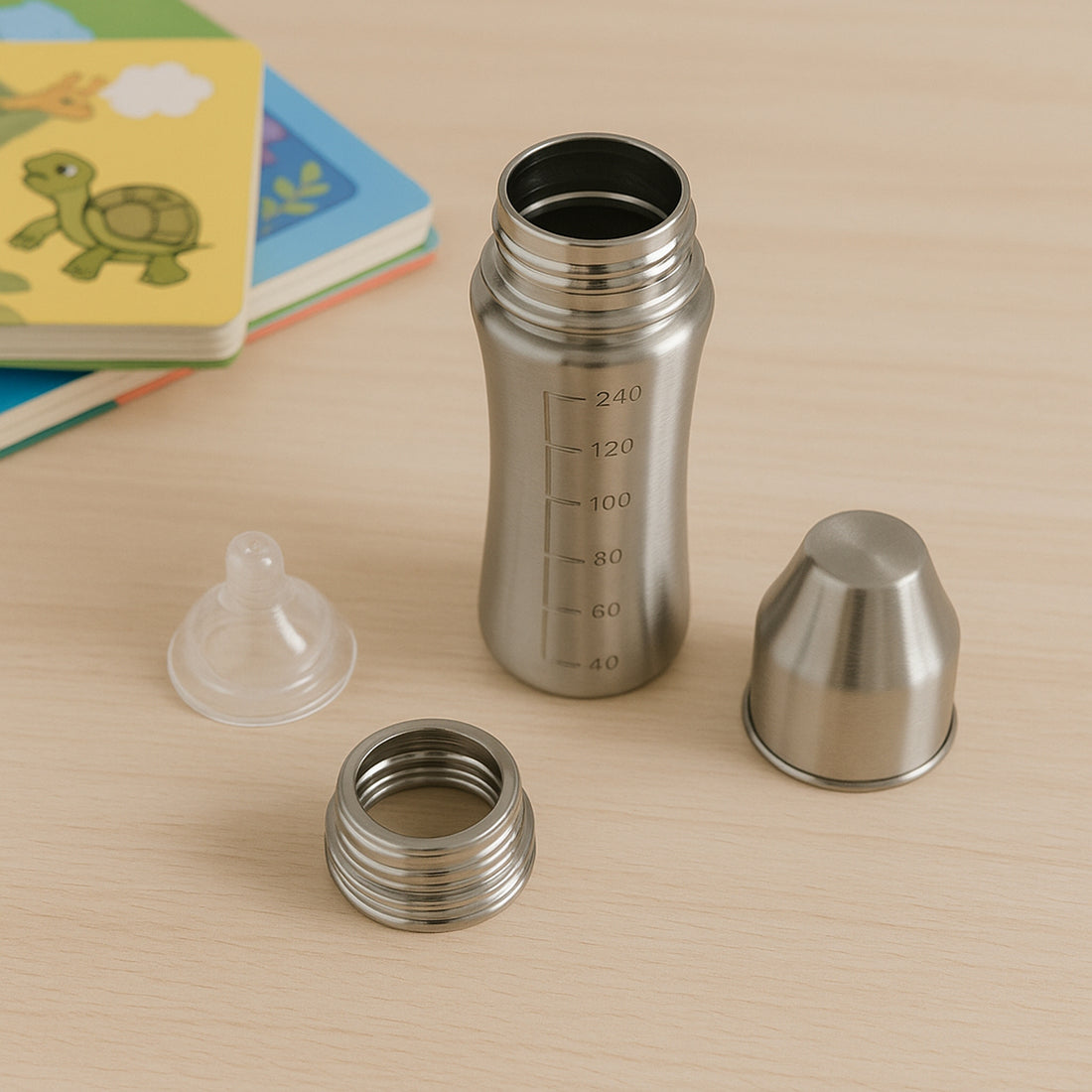 Ganesh Stainless Steel Baby Feeding Bottle – 250ml, BPA-Free