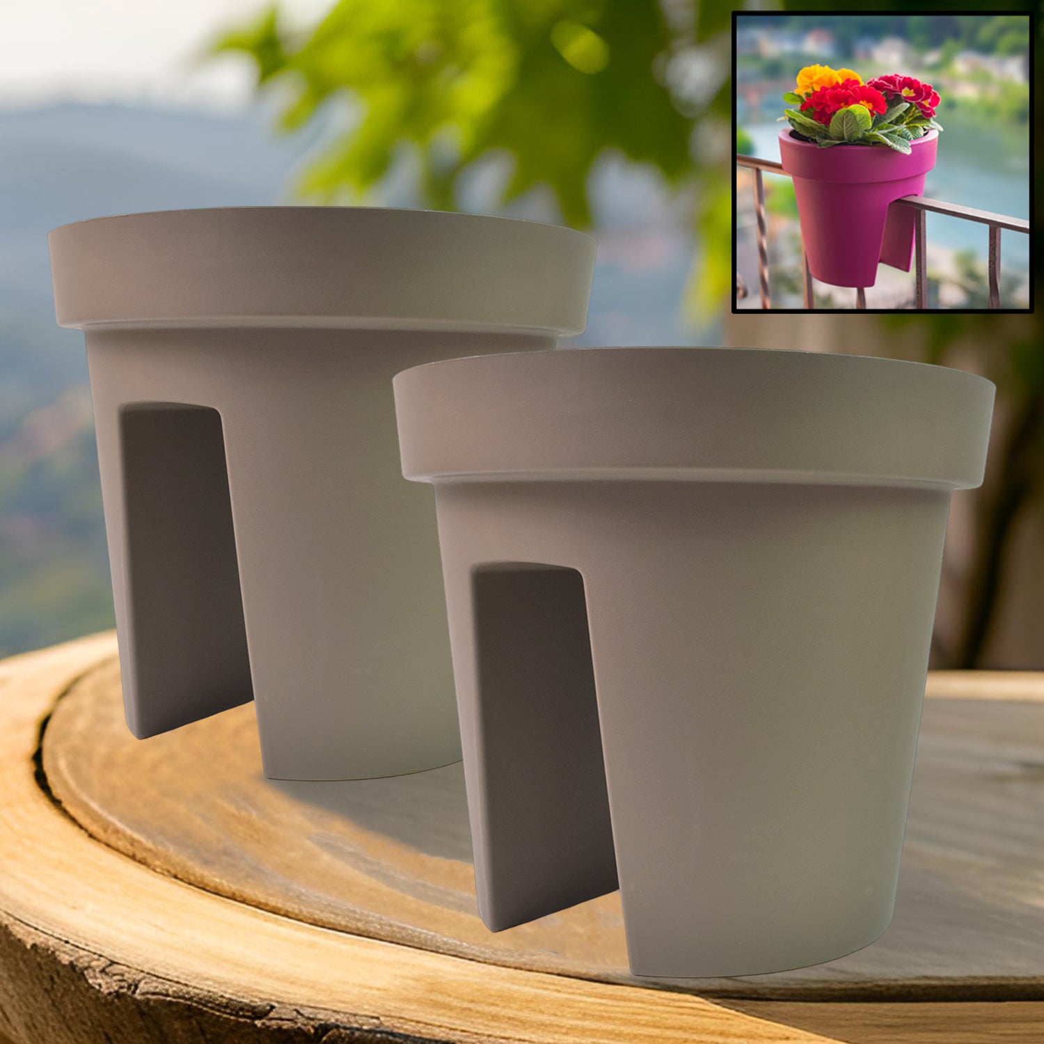 Creative Balcony Flower Pot Holder Set – 2 Pc Stylish Plant Holders