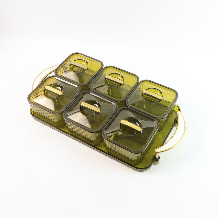 Liger Multipurpose Spice Jar Set with Tray & Lids - 400ml (6 Pc)