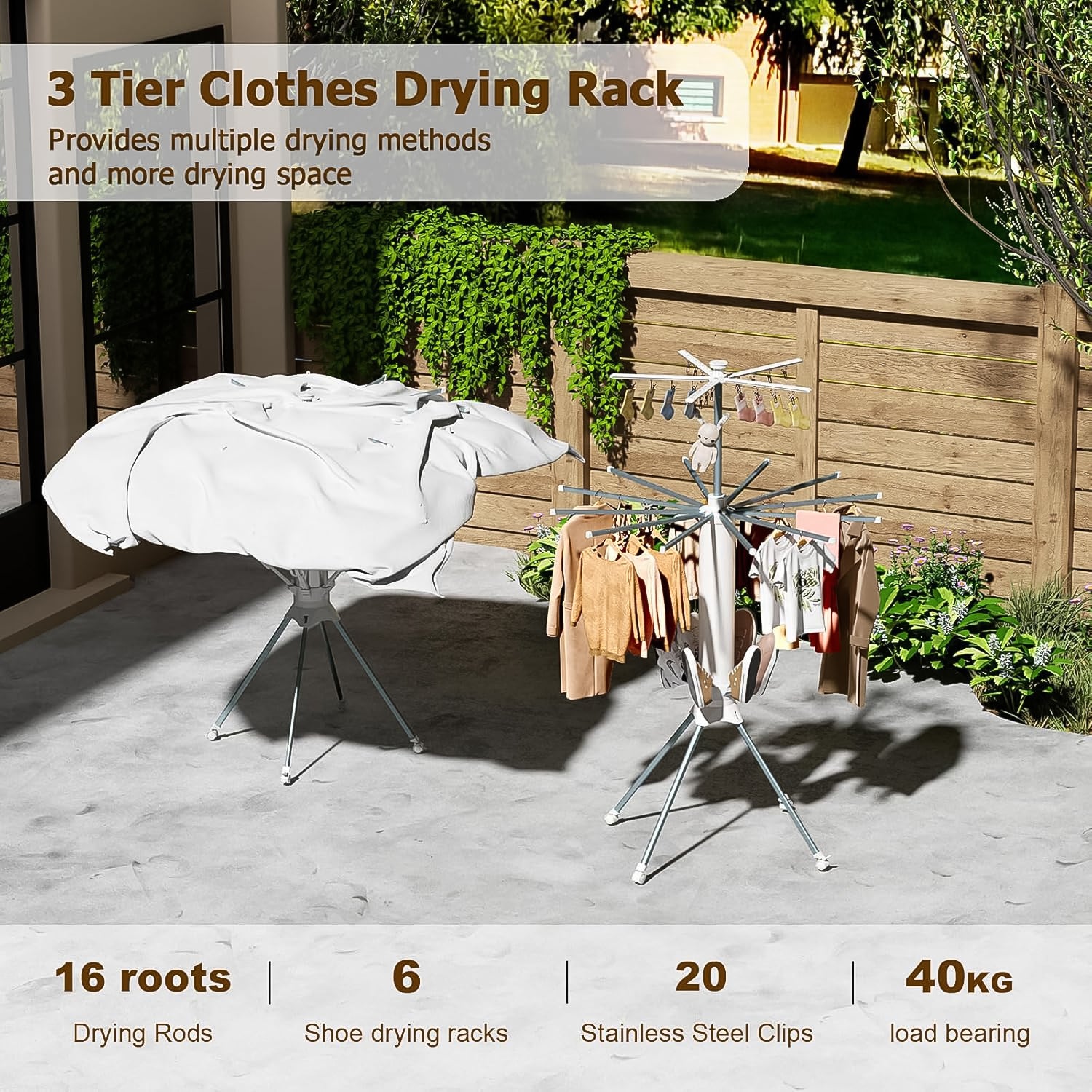 Multi-Layer Foldable Clothes Drying Rack Set - Space-Saving Design