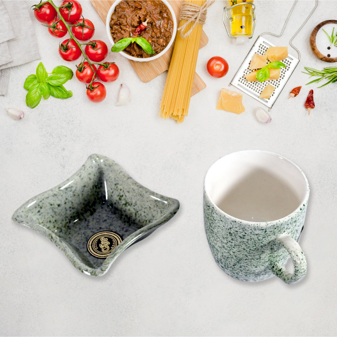 Festo Ceramic Tea & Coffee Mug Set with Serving Bowl (4 Pcs)