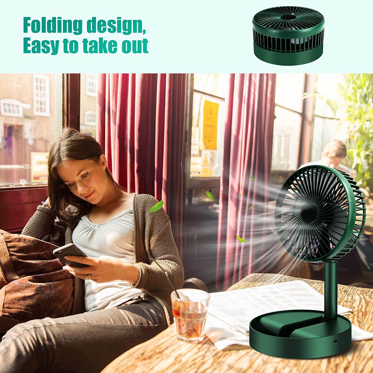 Telescopic Electric Desktop Fan – Adjustable, Foldable & Portable