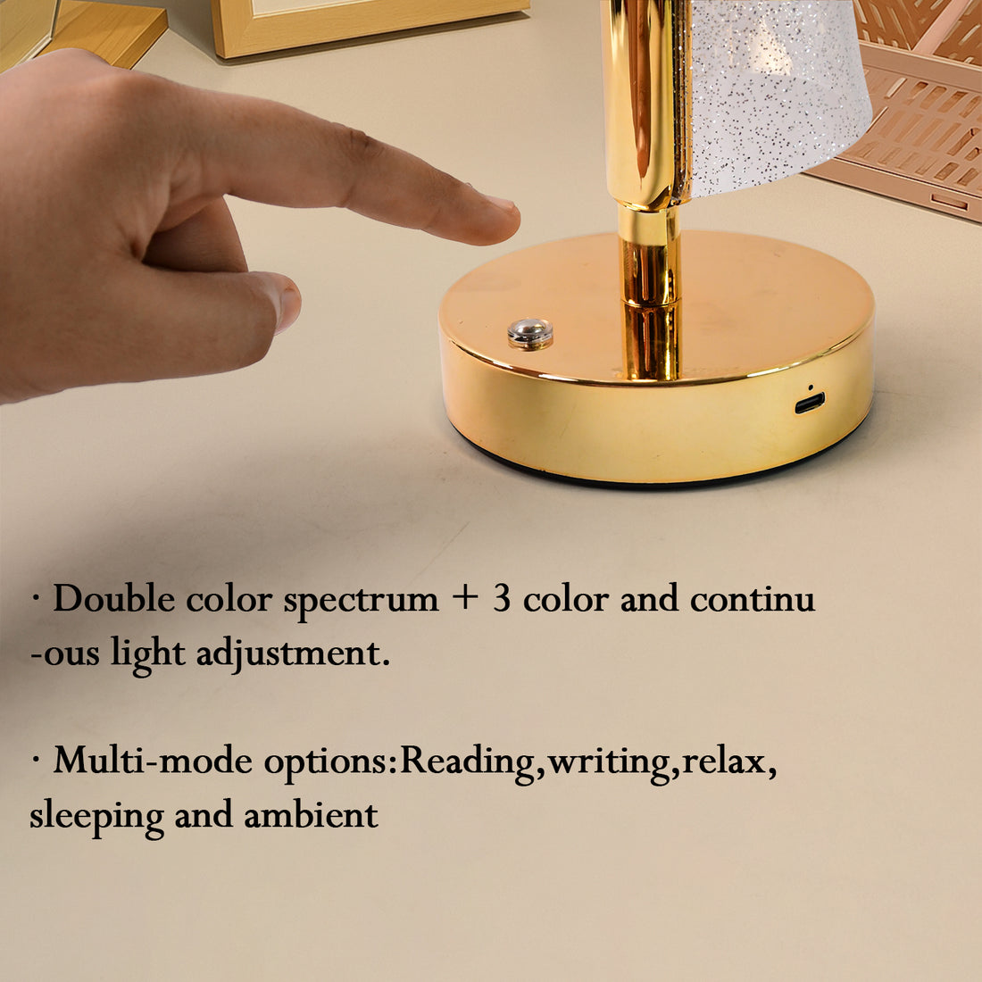 Modern Luxury Crystal LED Table Lamp – Double Shade Design (1 Pc)