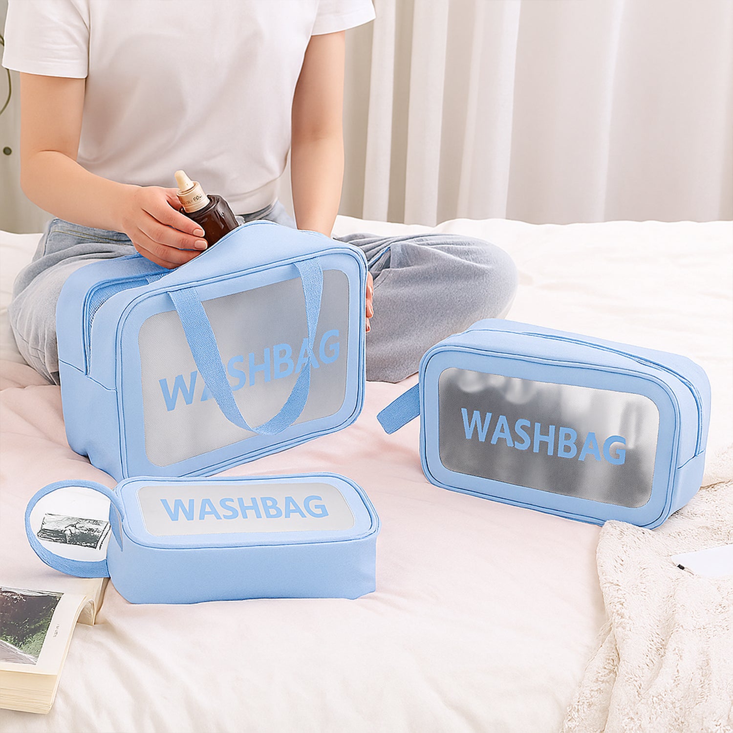 3-in-1 Waterproof Transparent Travel Toiletry Bag Set – Compact & Durable