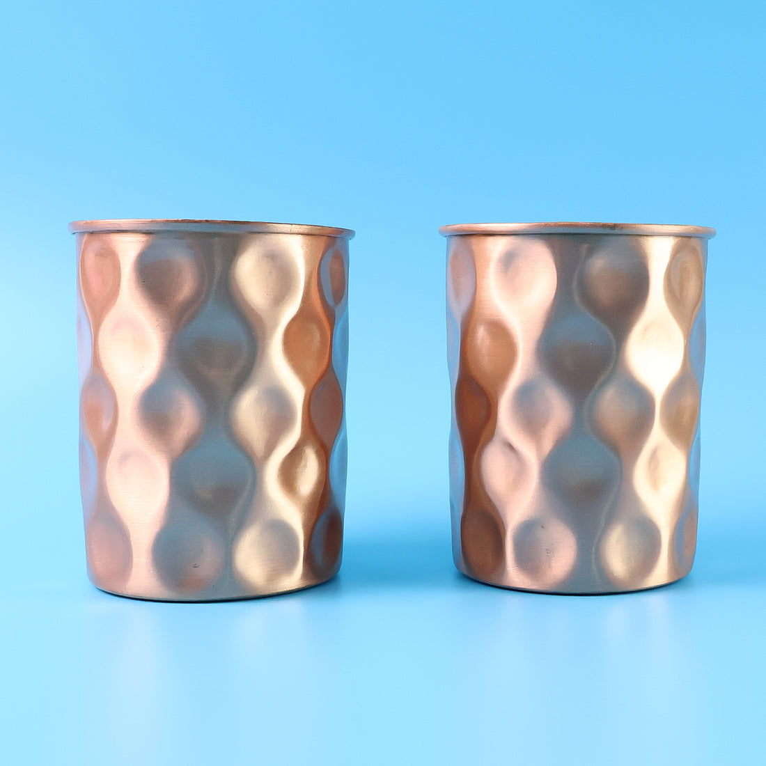 Diamond Cut Copper Water Bottle Set with 2 Glasses & Gift Box (3 pcs)
