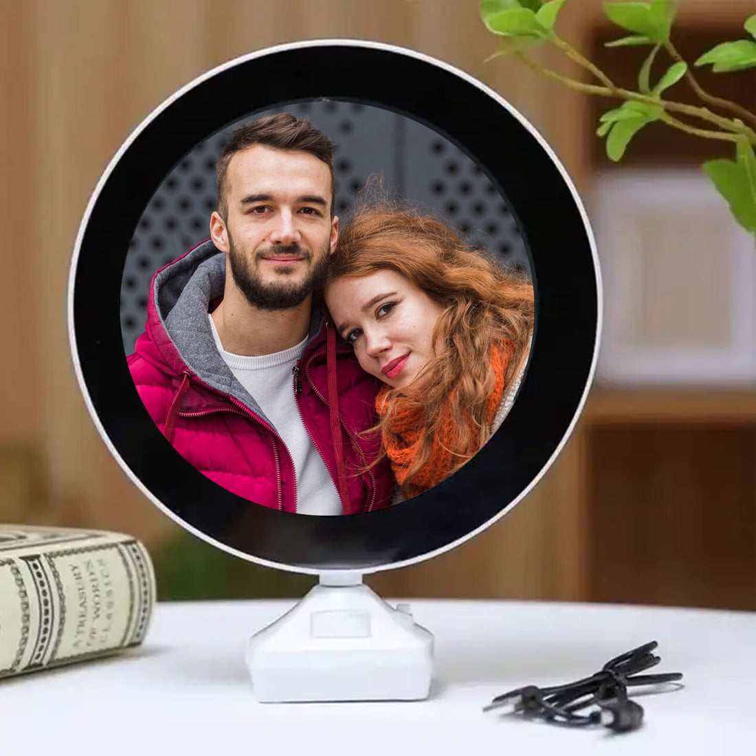 2-in-1 Plastic Mirror & Photo Frame with LED Light
