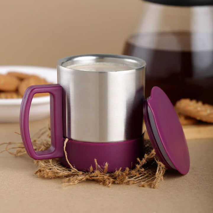 Insulated Stainless Steel Coffee & Tea Mug with Lid and Handle