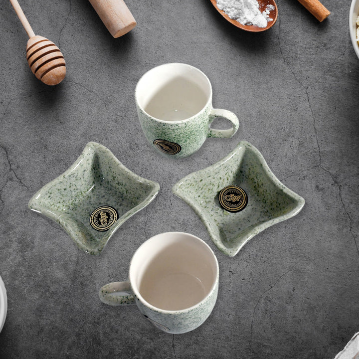 Festo Ceramic Tea & Coffee Mug Set with Serving Bowl (4 Pcs)