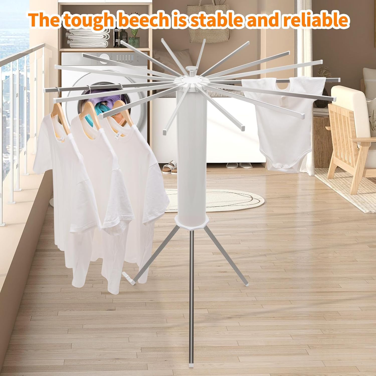 Foldable Rotary Clothes Drying Rack Stand – Space-Saving Design (1 Pc)
