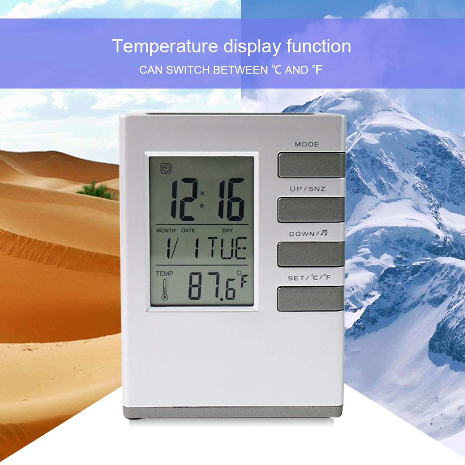 Multifunction Digital Desk Clock with Pen Holder – Cube Design