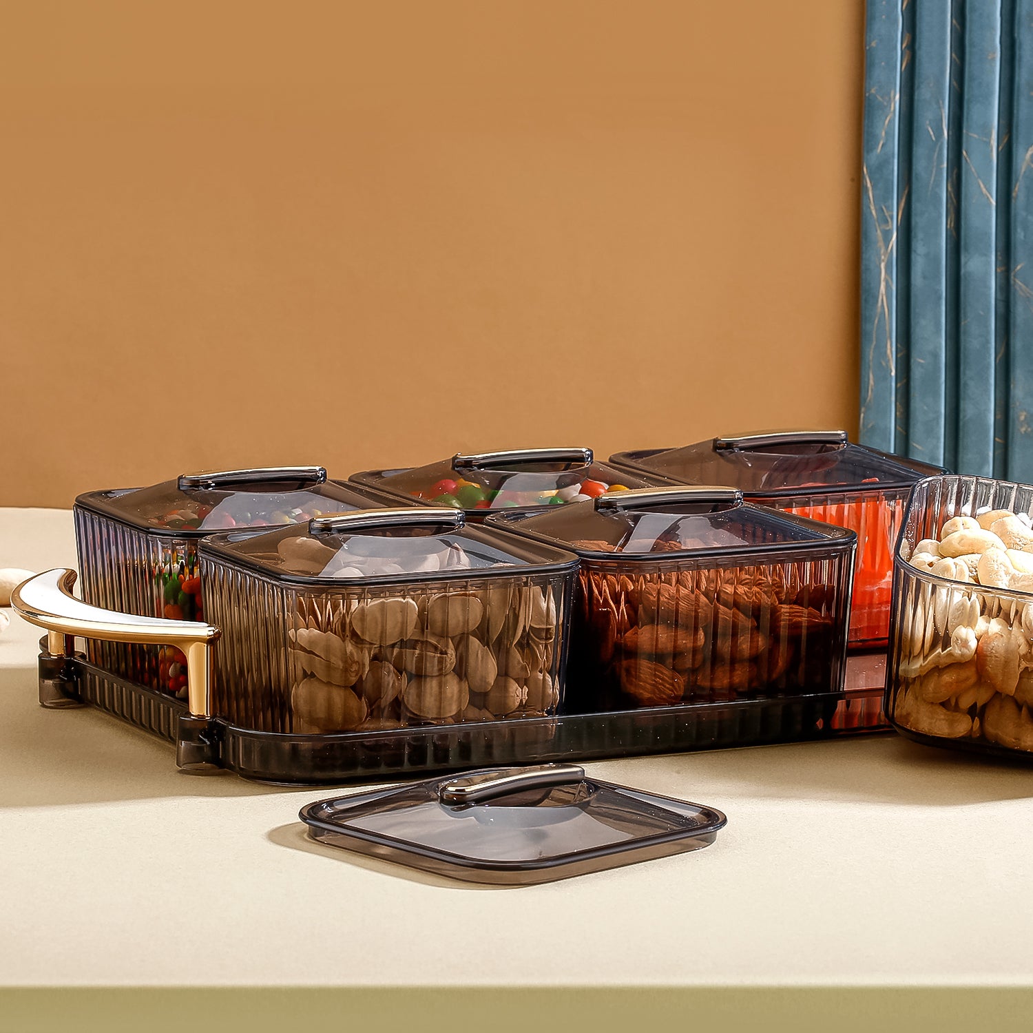 Liger Multipurpose Spice Jar Set with Tray & Lids - 400ml (6 Pc)