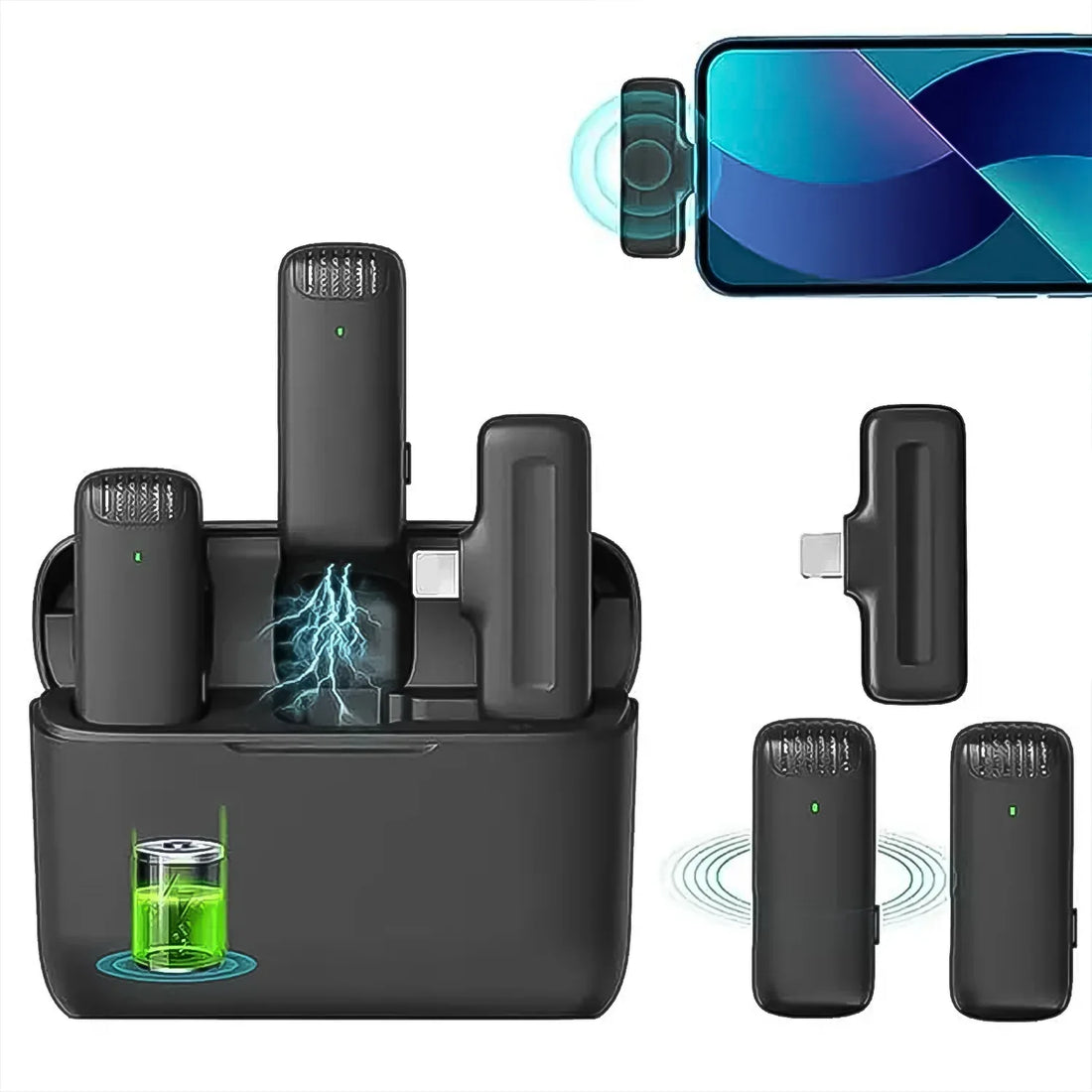 Wireless Lavalier Microphone Set with Type-C for Smartphones - fiveend.com