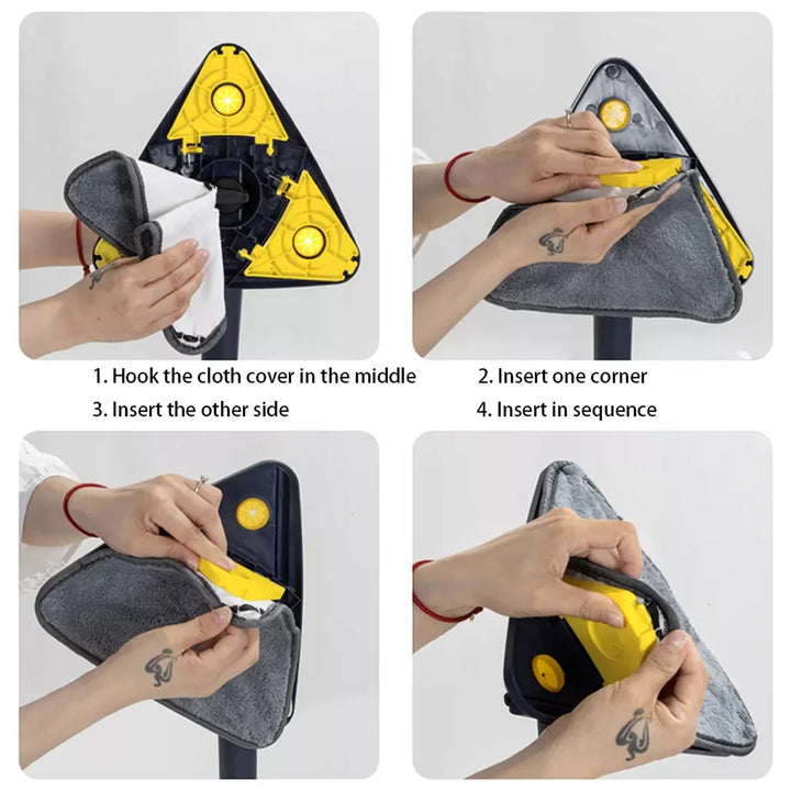 Rotatable Triangle Mop with Stainless Steel Handle – Dry & Wet Floor Cleaner