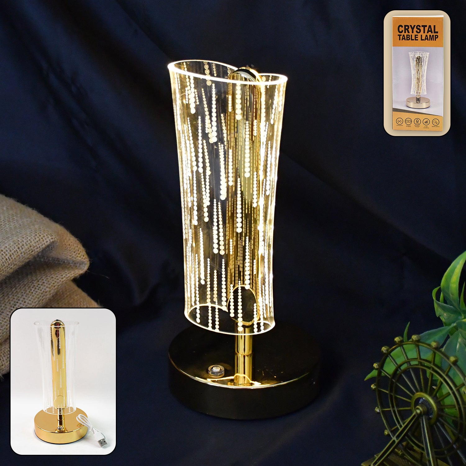 Luxury Crystal Table Lamp – Elegant Home Lighting (1 Pc)