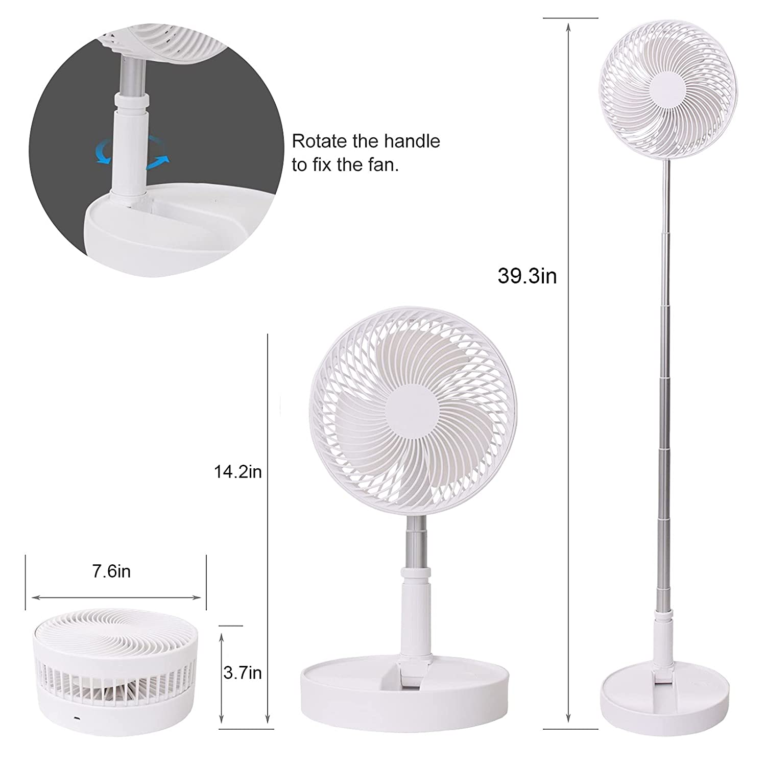 Telescopic Foldable Desktop Fan – Height Adjustable, Silent & Portable