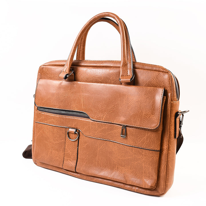 Stylish Faux Leather Messenger Briefcase with Shoulder Strap – 1 Pc
