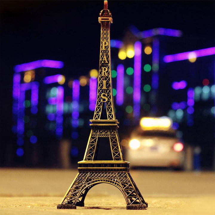 Antique 3D Metal Eiffel Tower Statue - Paris Landmark Decor for Office