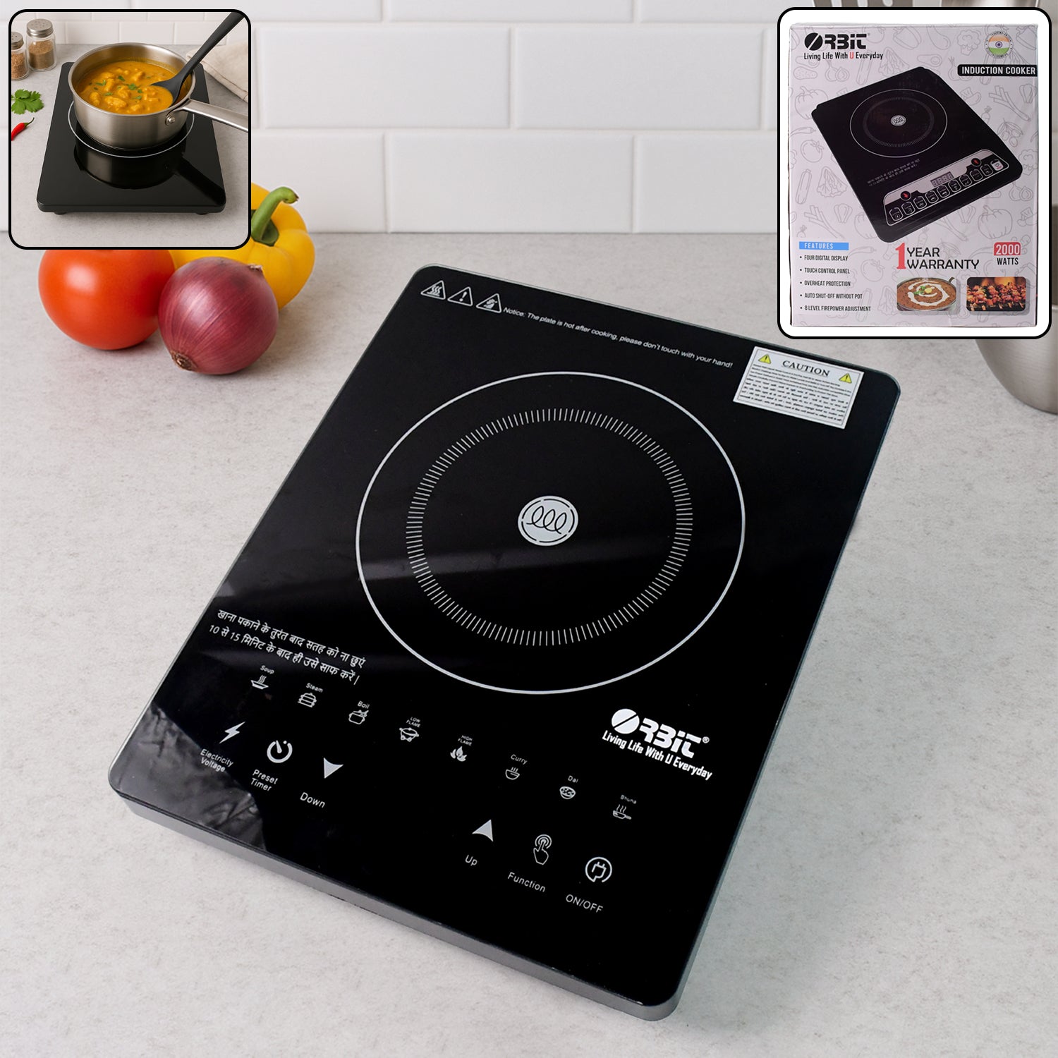 Orbit Touch Control Induction Cooker – 2000W, Multiple Cooking Options