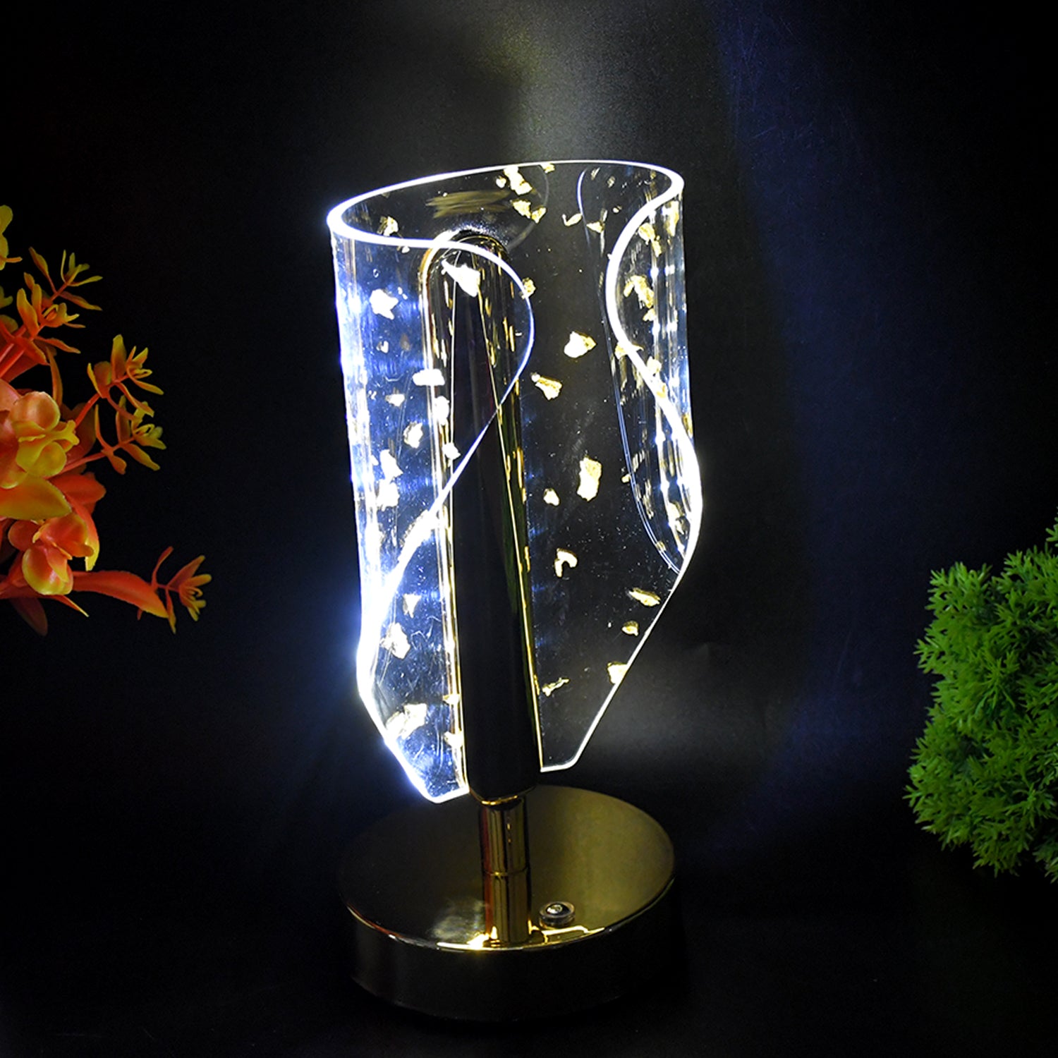 Luxury Golden Leaf Crystal Table Lamp – Elegant Home Lighting (1 Pc)