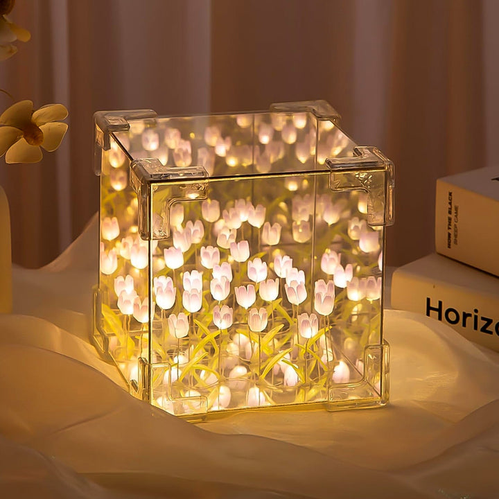 Cube Tulip LED Night Lamp – Multicolor Decorative Bedroom Light (1 Set)