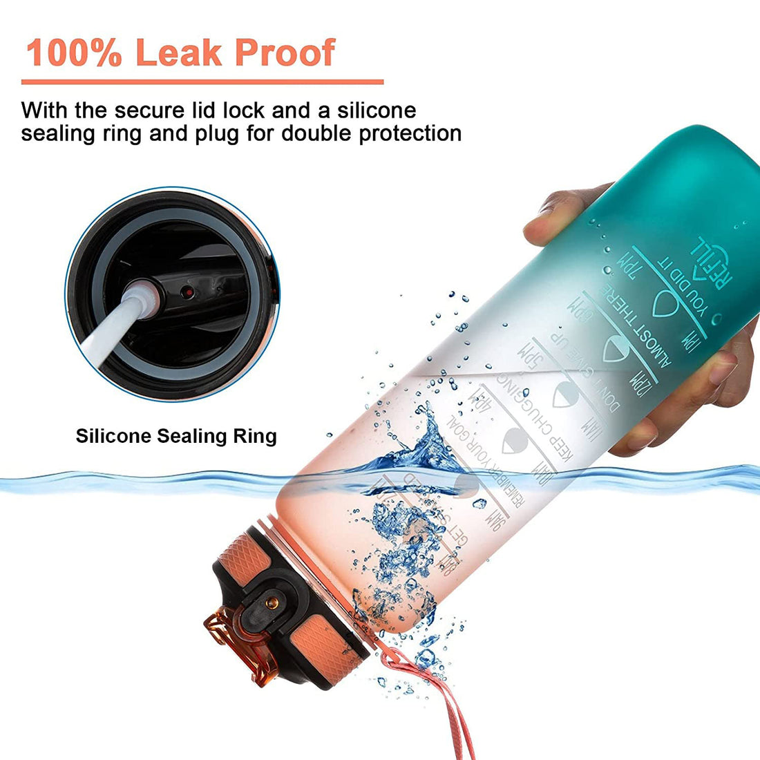 Motivational Water Bottle with Straw & Time Marker – BPA-Free