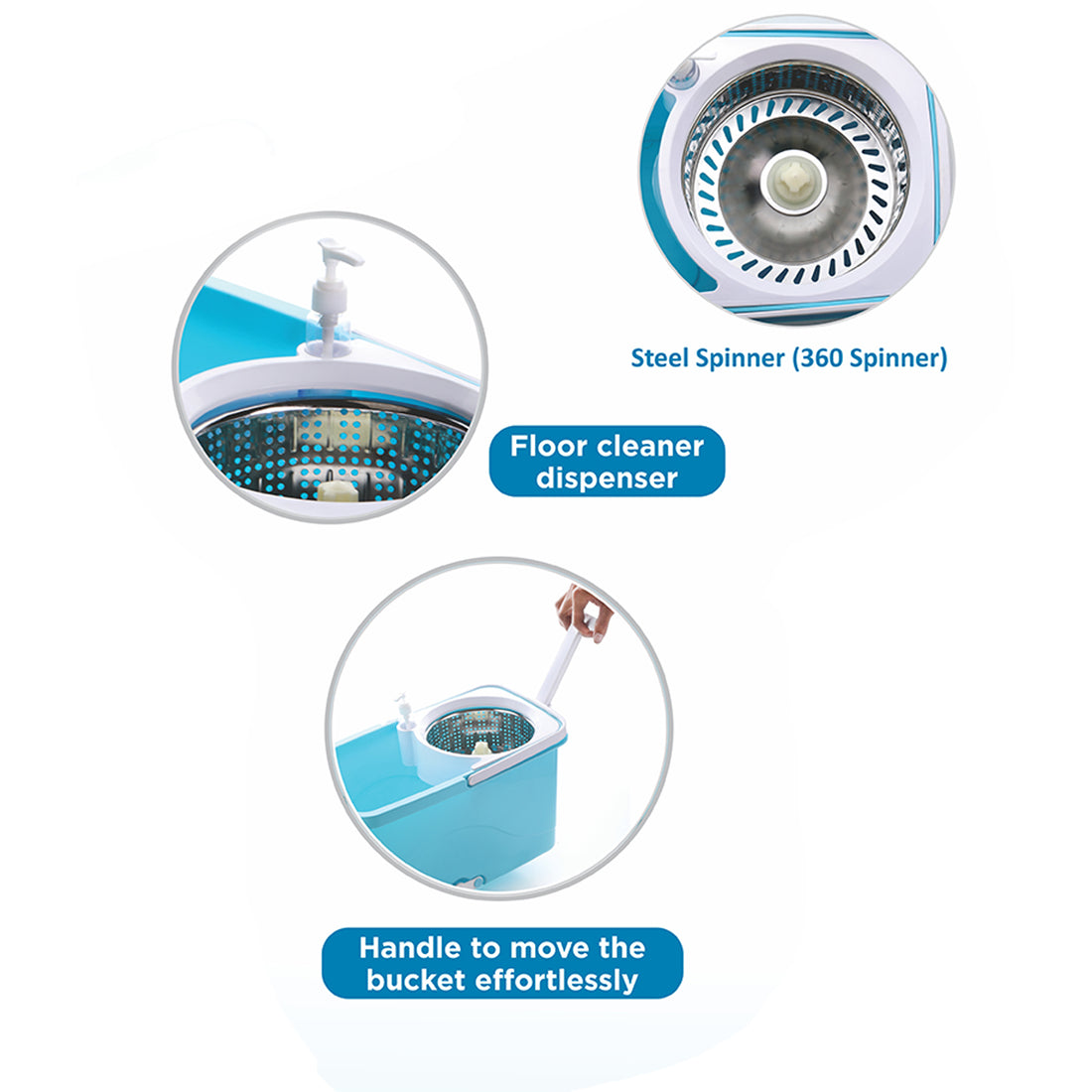 Spin Mop with Big Wheels & Auto Fold Handle – 360° Cleaning Mop