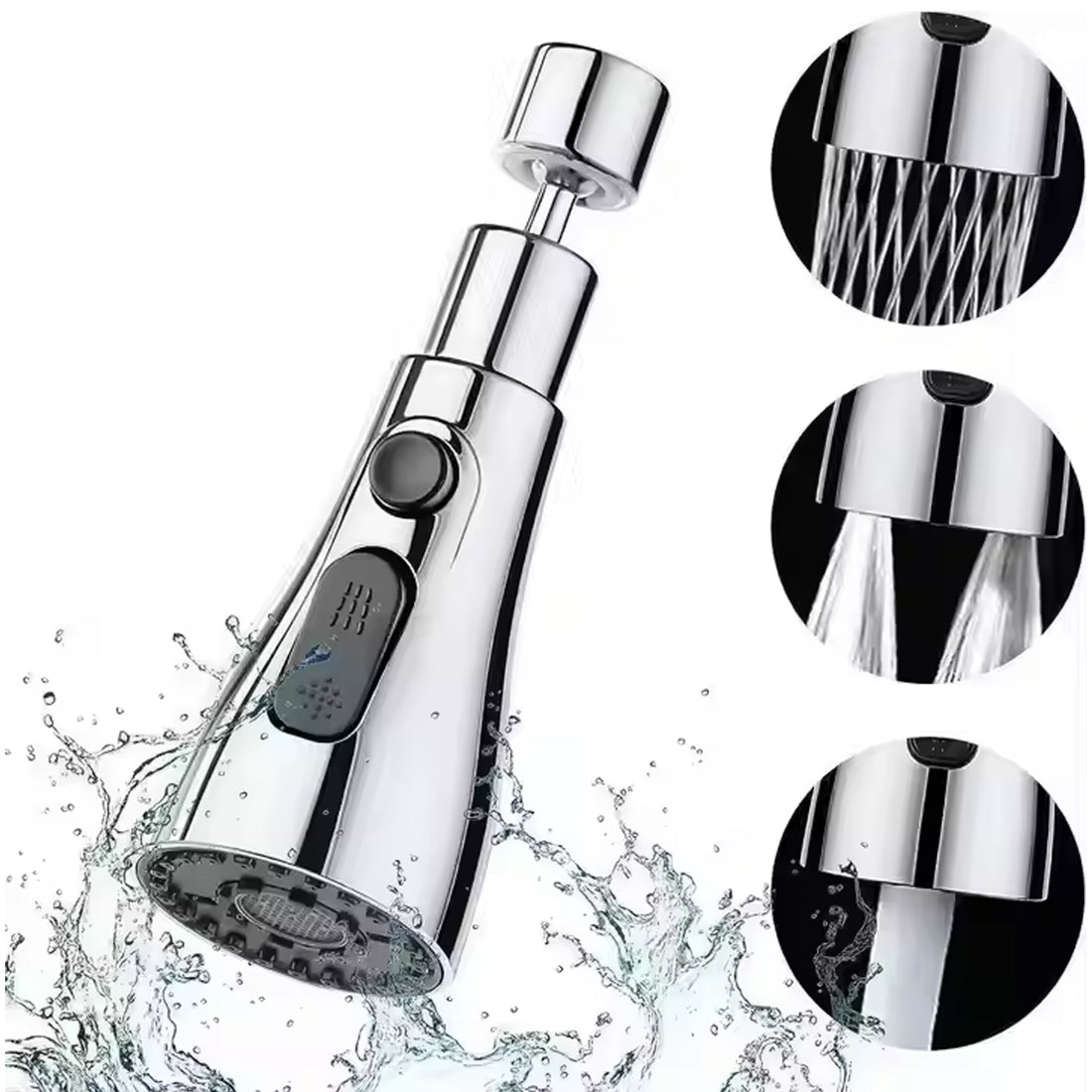3-Function Pull-Down Kitchen Faucet with Sink Sprayer (1 Pc)