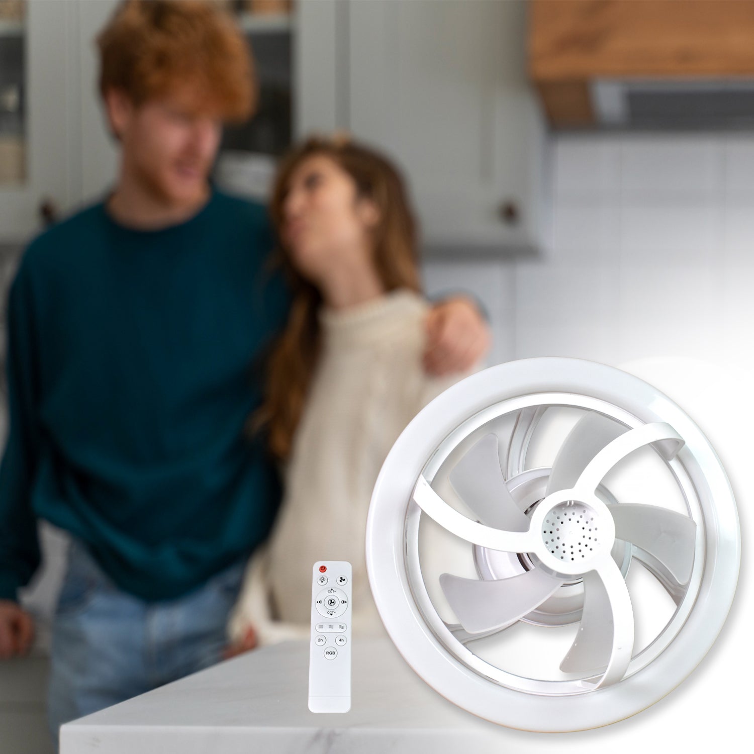 360° Rotating Ceiling Fan Light with Remote Control (1 Pc)