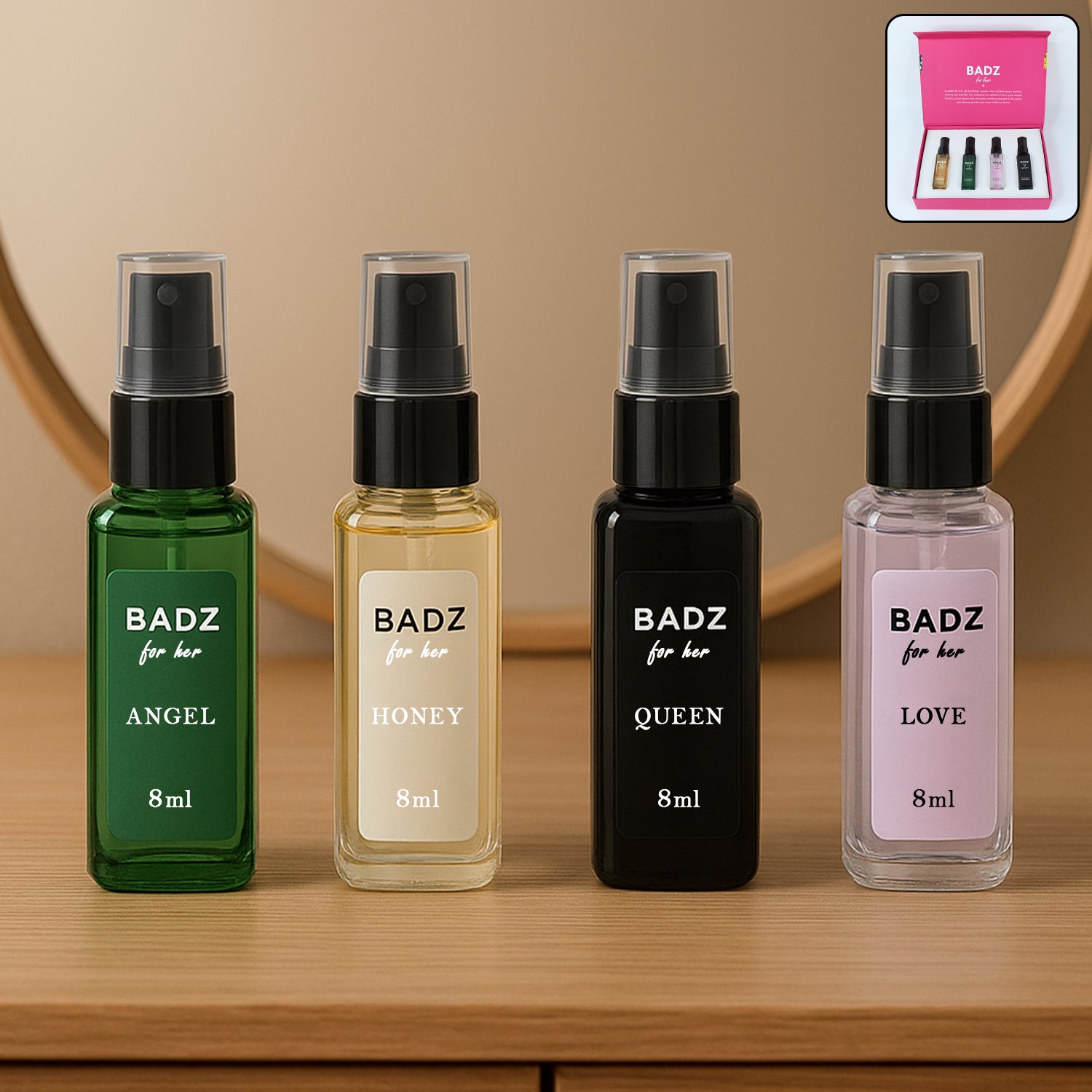 Set of 4 Mini Perfume Sprays – 8ml Mixed Fragrances