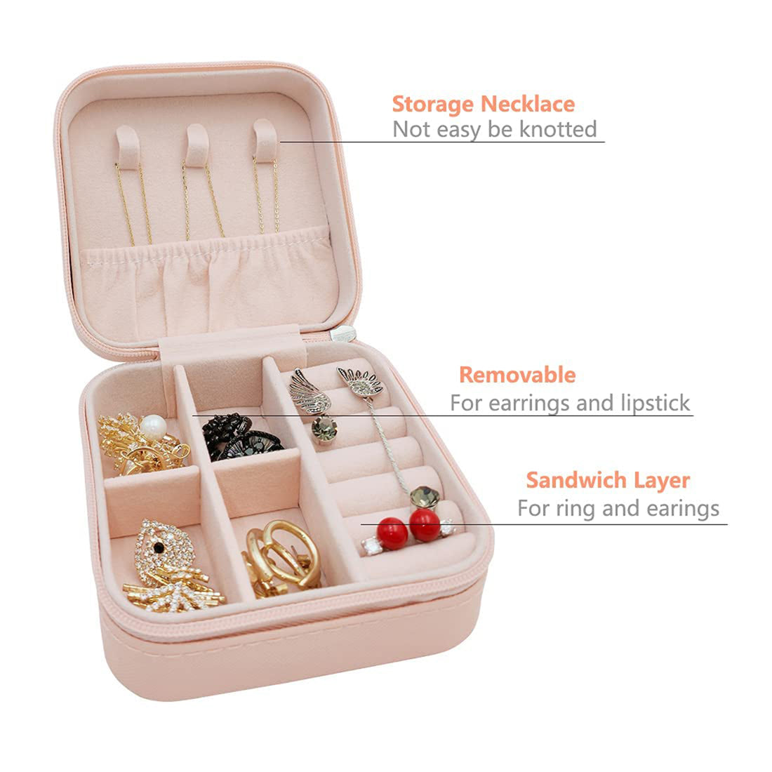 Portable Travel Jewelry Case for Women & Girls – Rings, Pendants, Earrings (Multicolor)