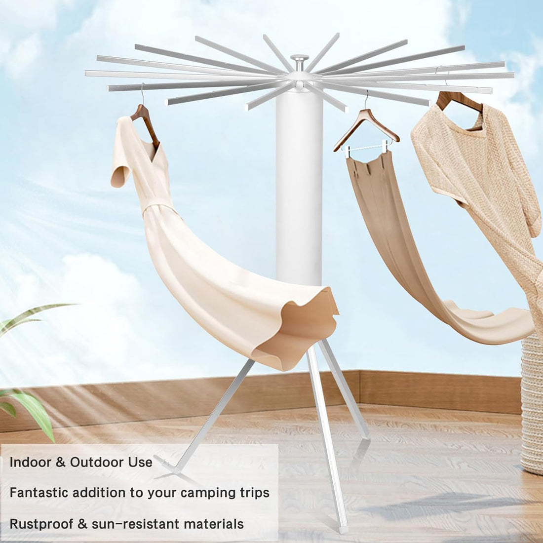 Foldable Rotary Clothes Drying Rack Stand – Space-Saving Design (1 Pc)
