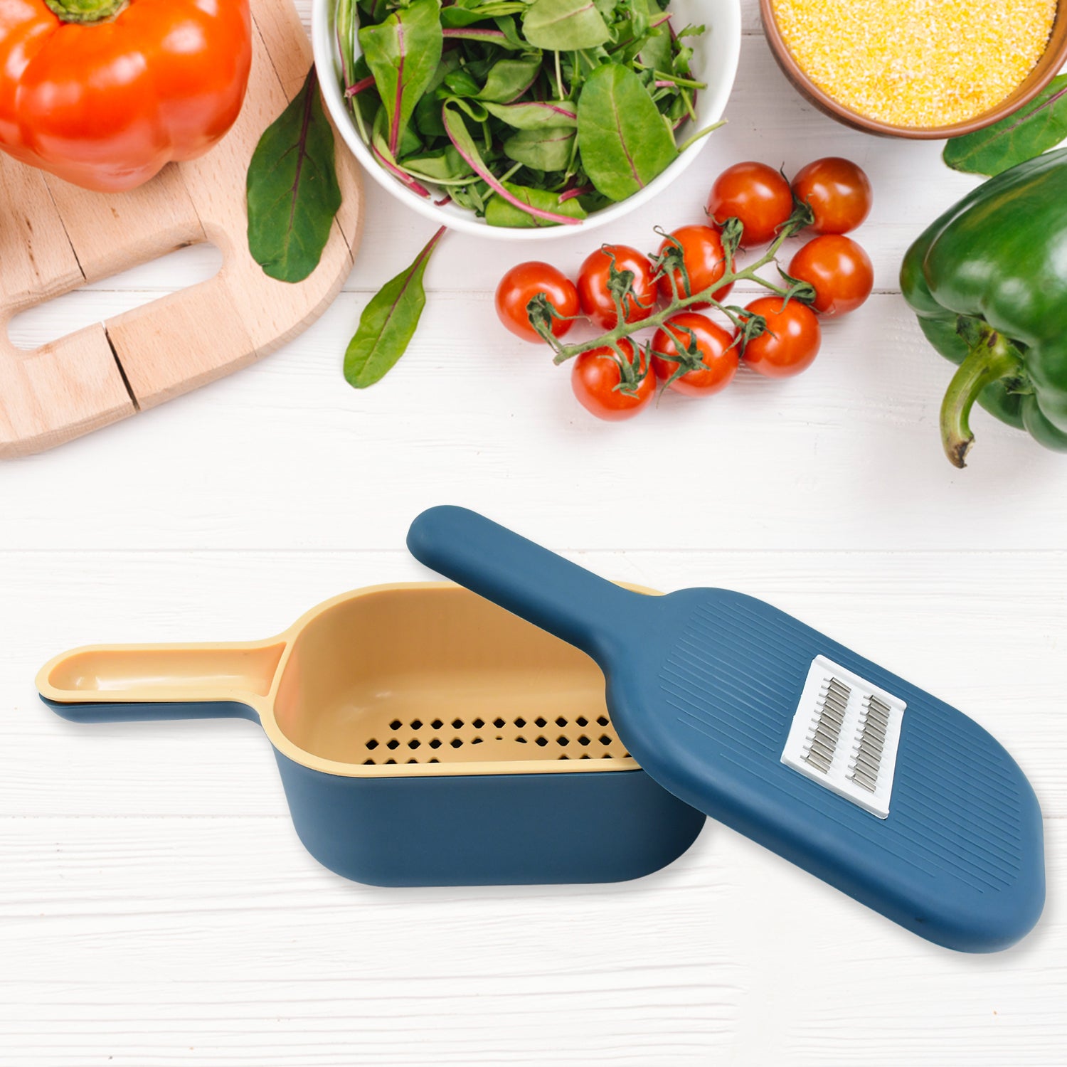 Vegetable Slicer Cutter – 6 Blades with Container & Handle (1 Set)