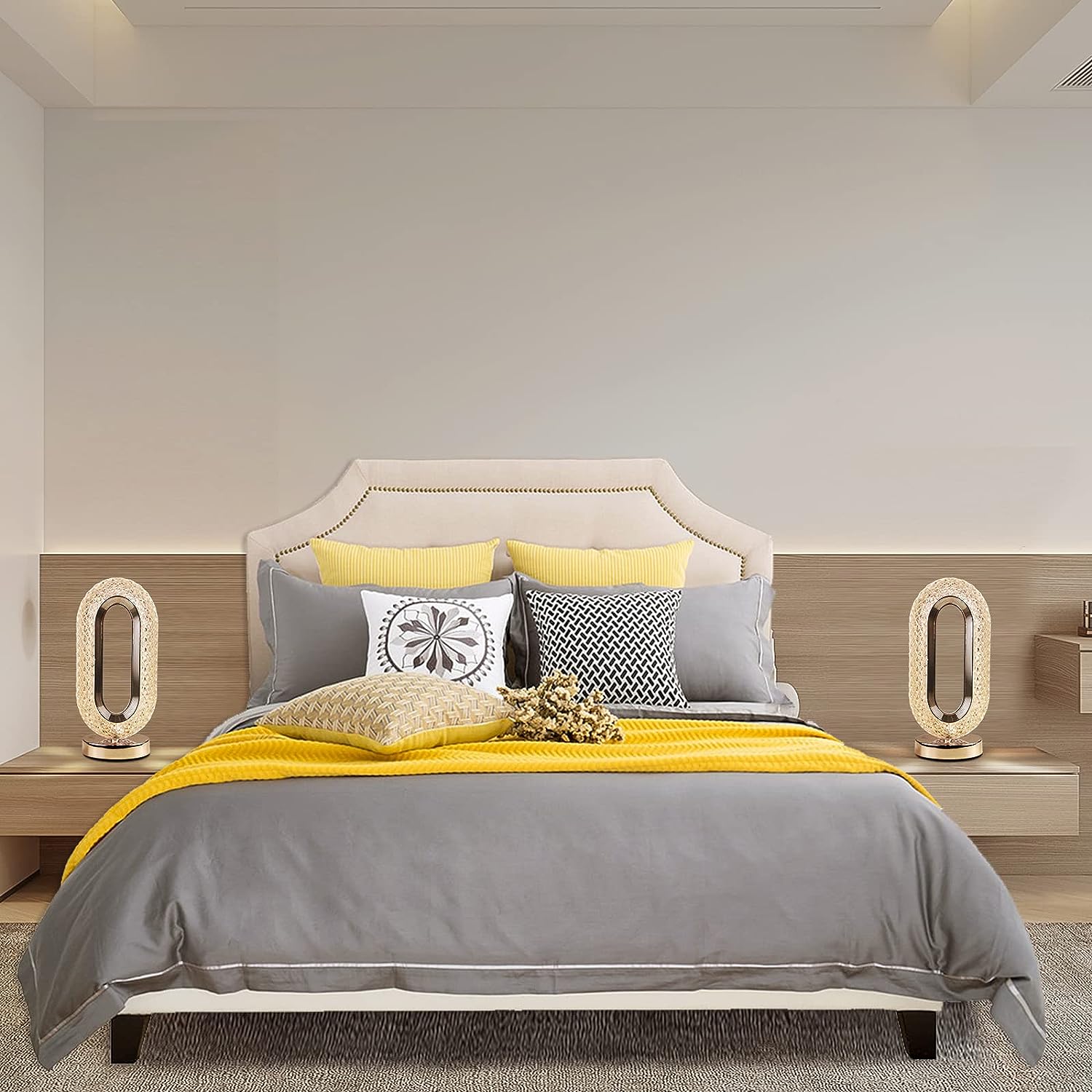 Touch Control Crystal Table Lamp – 3-Way Dimmable USB Rechargeable Light