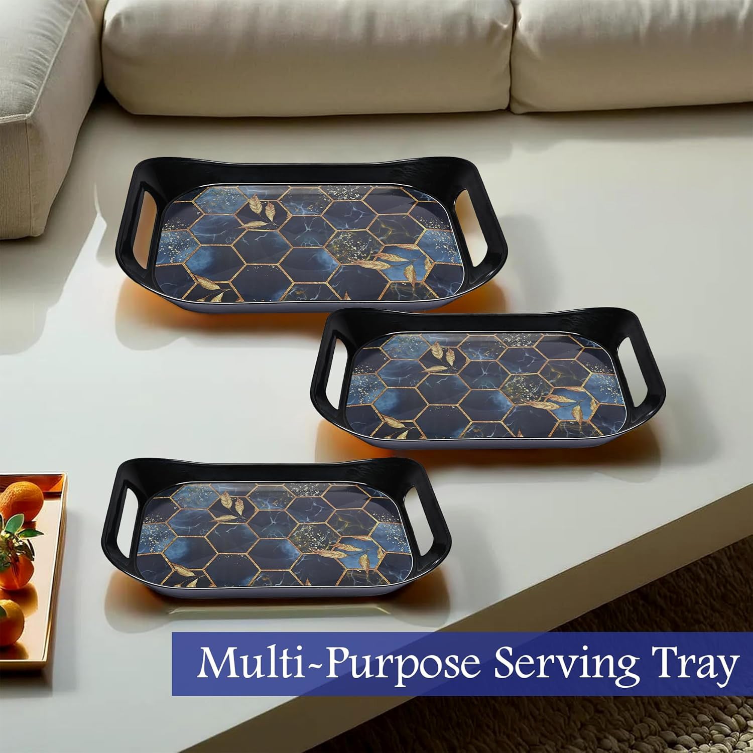 Premium Plastic Serving Tray Set – Durable & Stylish (3 Pc)