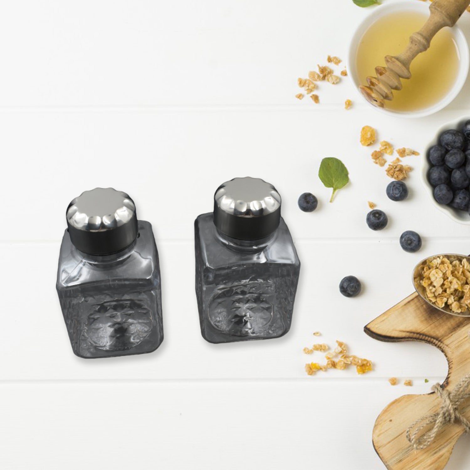 360° Revolving Spice Rack with 16 Square Bottles – Modern Design