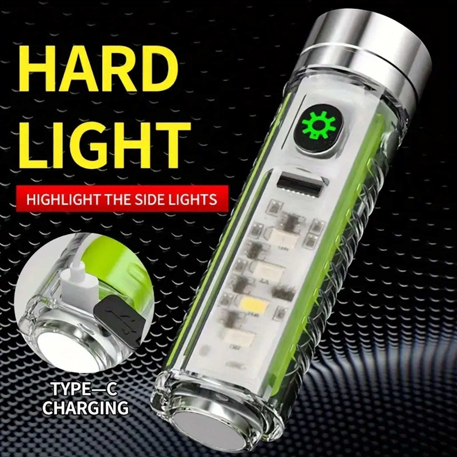Rechargeable LED Flashlight with USB – Portable Torch Light (1 Pc)