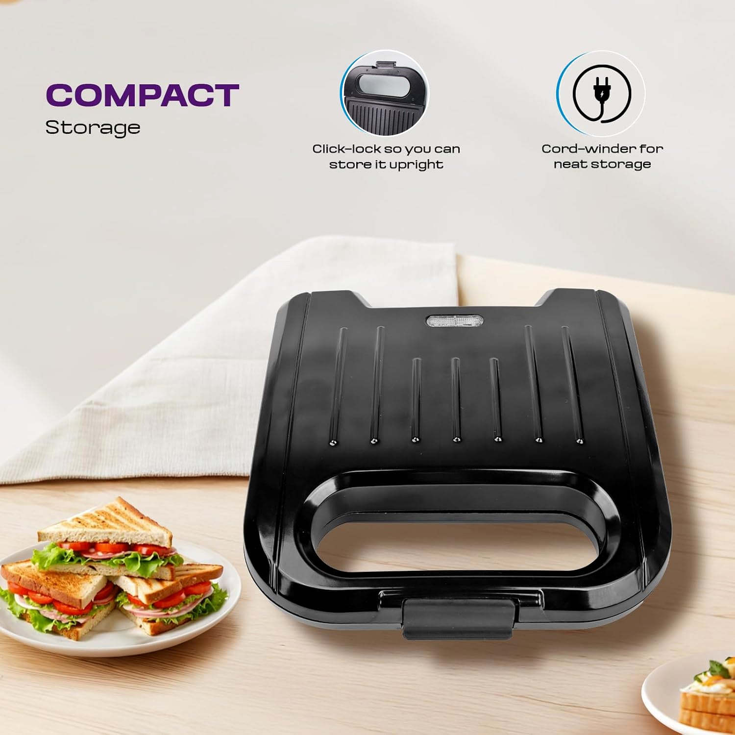 Orbit 800W Sandwich Toaster Maker – Quick & Easy Toasting (1 Pc)
